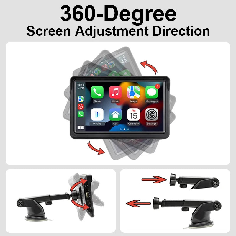 Carplay inalámbrico y Android Auto inalámbrico, portátil, pantalla táctil universal.