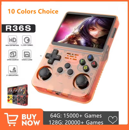 Open Source R36S Retro Handheld Video Game Console Linux System 3.5 Inch IPS Screen Portable Pocket Video Player 64GB 128G Games