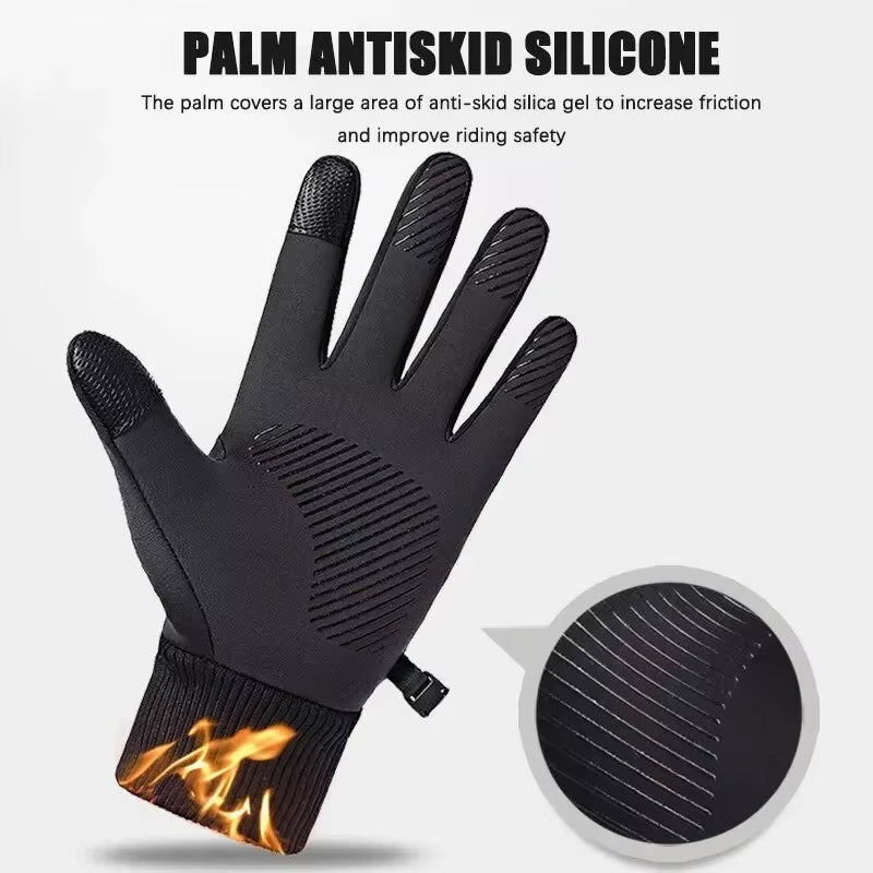 Motorcycle Gloves Guantes Winter Warm Full Fingers Heated Gloves Waterproof Heating Hand Moto Ski Touch Screen Fleece Gloves